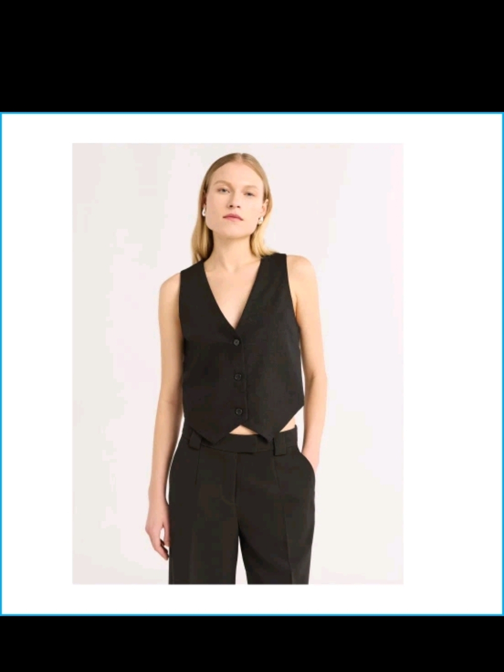 Black Tailored Button Vest